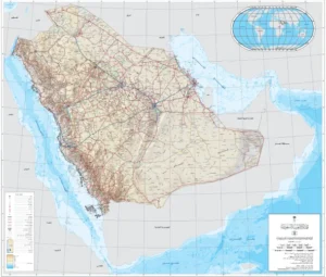 الخريطة الرسمية للمملكة بالحدود الدولية المعتمدة