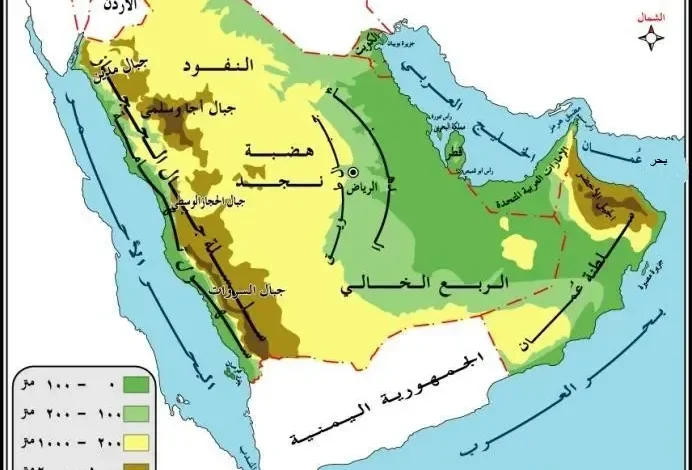 خريطة جبال المملكة العربية السعودية وأعلى قمة جبلية